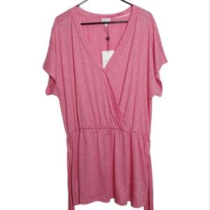 Landa Curve by Dora Landa New Pink V Neck Short Sleeve Top Size 3X New With Tags